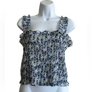 Veronica Beard Floral Print Smocked Camisole Top
